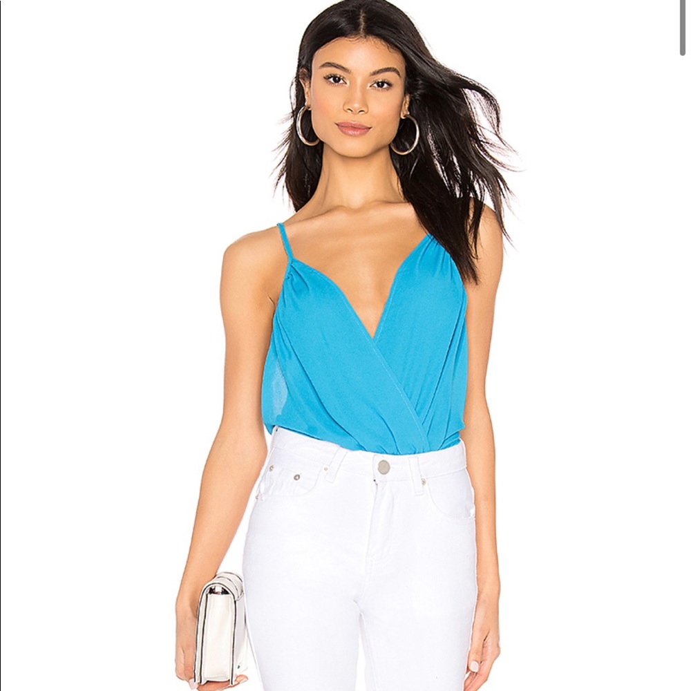 Rikki Chiffon Bodysuit in Aqua. Worn once!